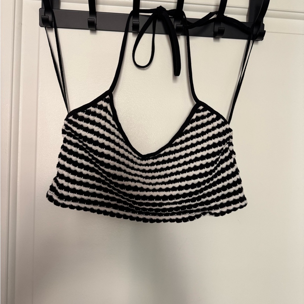 Free People Black and White Striped Skirt Set